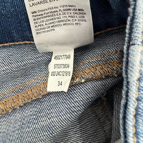 Chico’s Slimming Girlfriend Jeans Floral Embroidered Sequin Detail Size 0R (US 4 - Picture 6 of 7